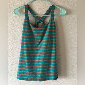 The North Face Teal and Orange Striped Tank Top